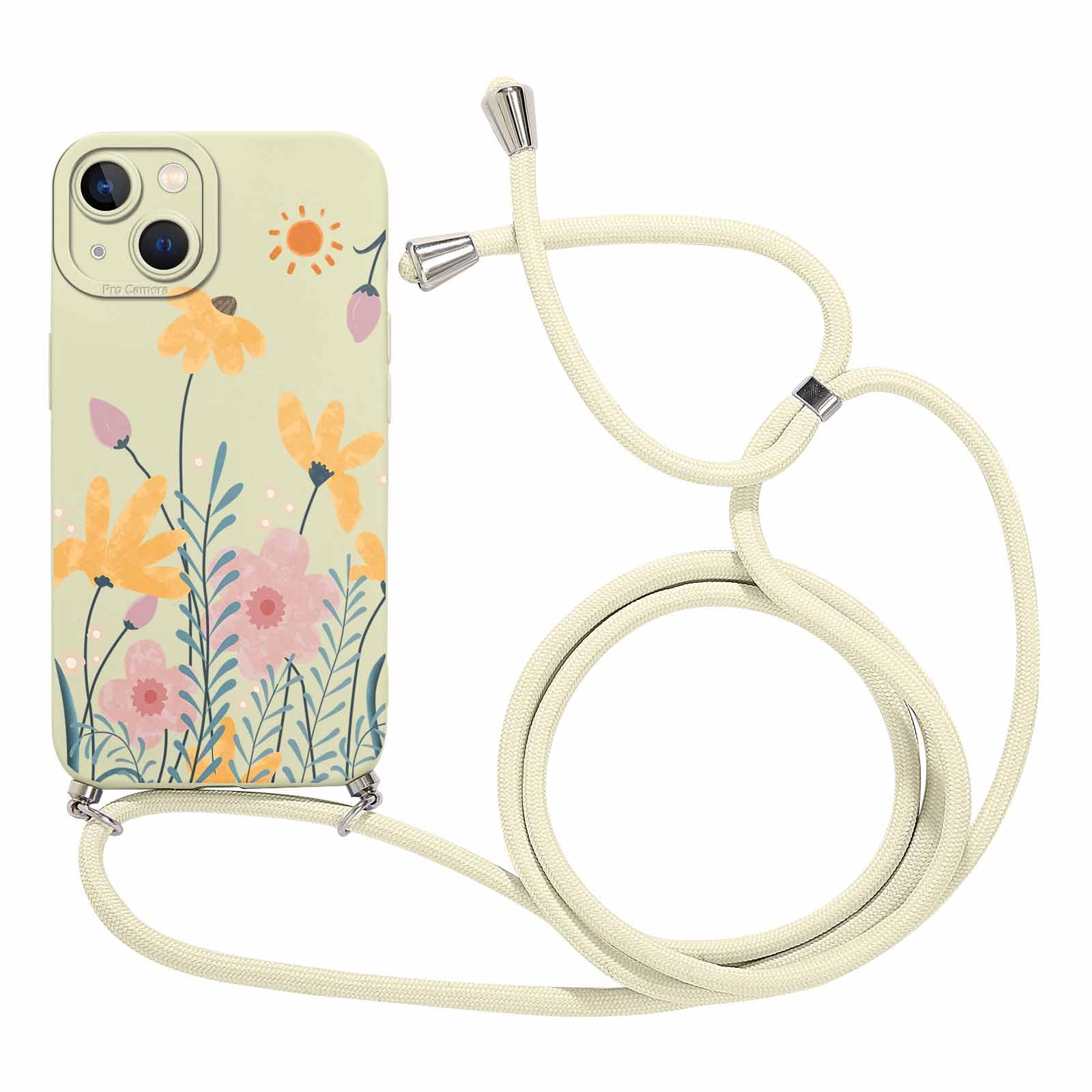 Foonary Case With Rope For Apple IPhone 13 6.1 Inches, Hanging Strap With Aesthetic Motif Adjustable Necklace Chain Lanyard Case, Silicone Anti-Shock - View #6