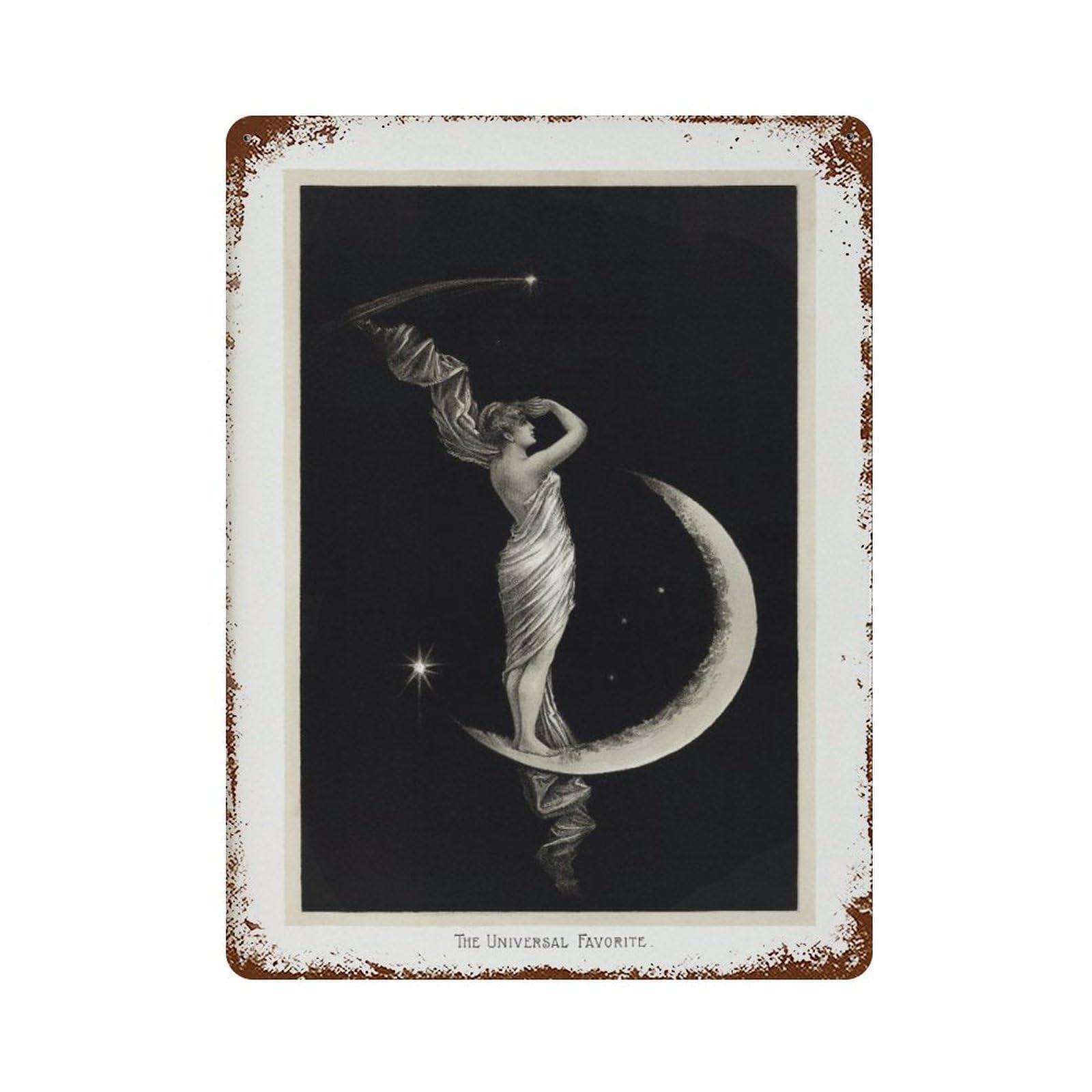 xiaoxiaoshen Moon Woman Vintage Celestial Wall Decor Art Metal Tin Poster Modern Home Decor Art Home Bar Shop Decorations Vintage Sign 40x30cm