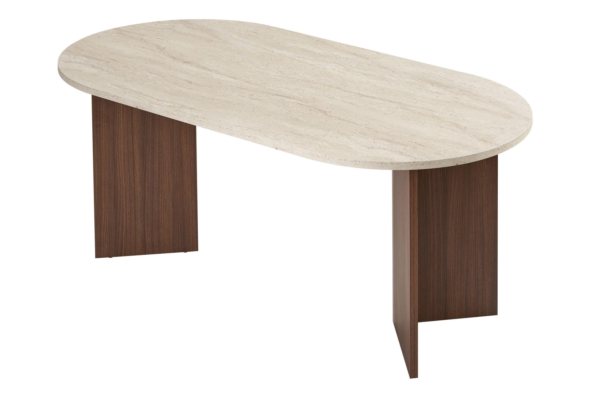 Moderner Esstisch, 180 x 90 x 75 cm, Travertine & Walnuss-Farben | 100% melaminbeschichtete Spanplatte, 25 mm Stärke | stilvolles & langlebiges Design, perfekt für zeitgemäße Essbereiche