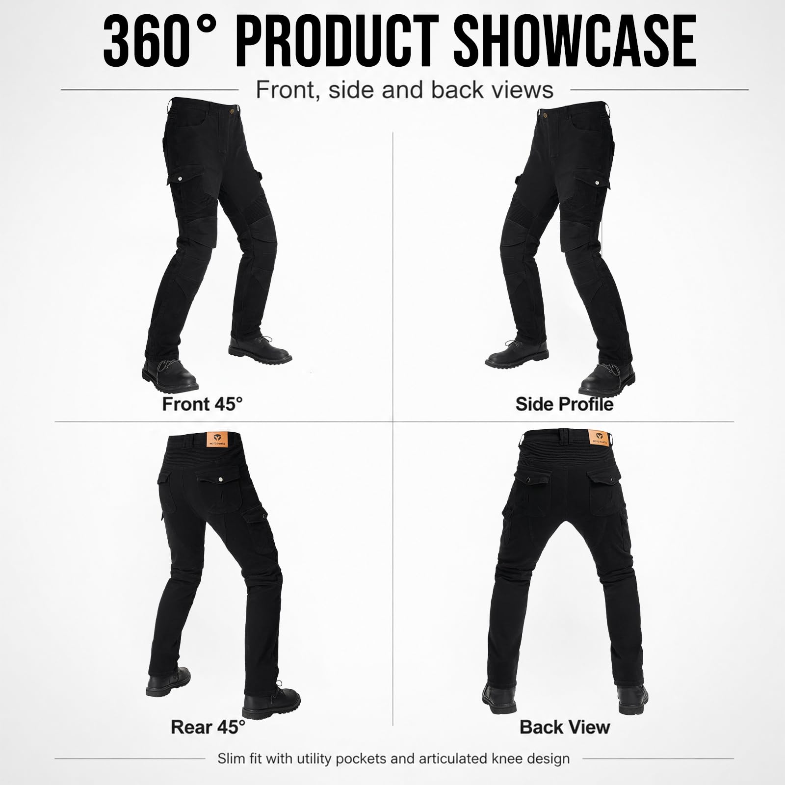 Pantaloni Moto Uomo Slim Elastici con Protezione CE Ventilati