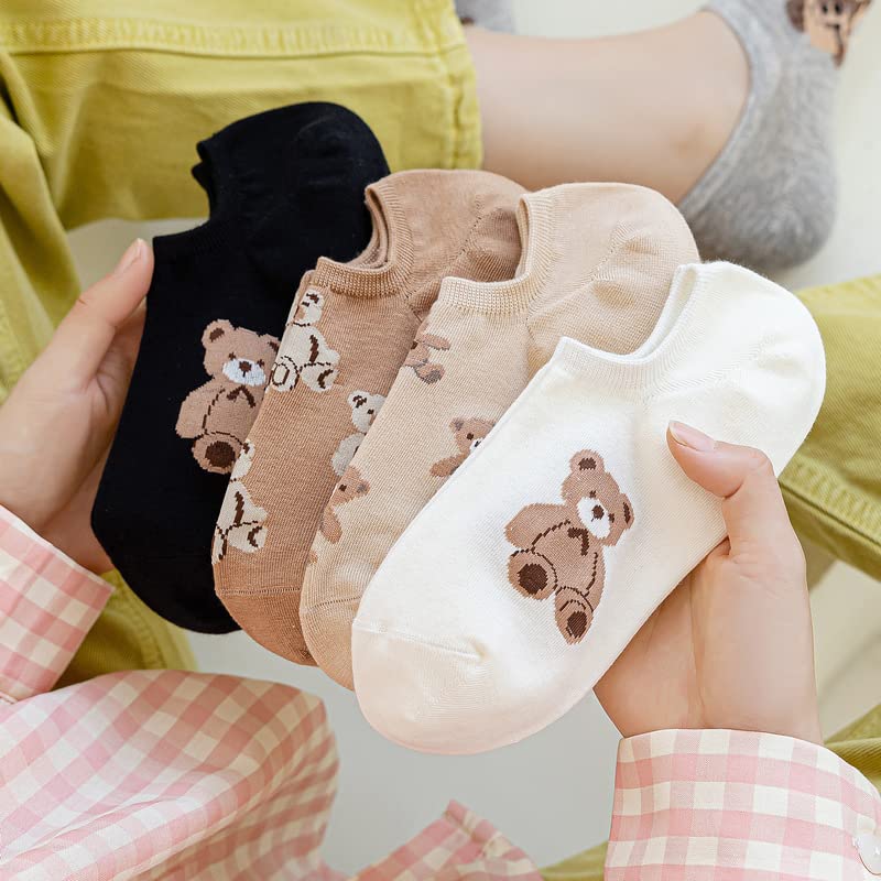 5/10 Pairs Animal Socks for Women Cute Bears No Show Socks Womens Low Cut Socks2