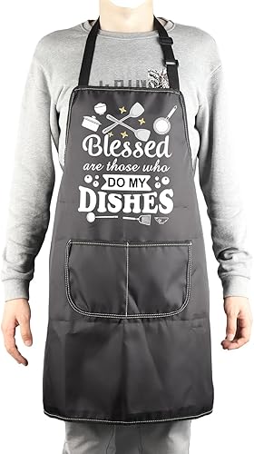 Miniatura 4 de MBMSO Delantal divertido para lavar platos, regalo de limpieza para amantes de la limpieza Blessed Are Those Who Do My Dishes Wash Housework Apron