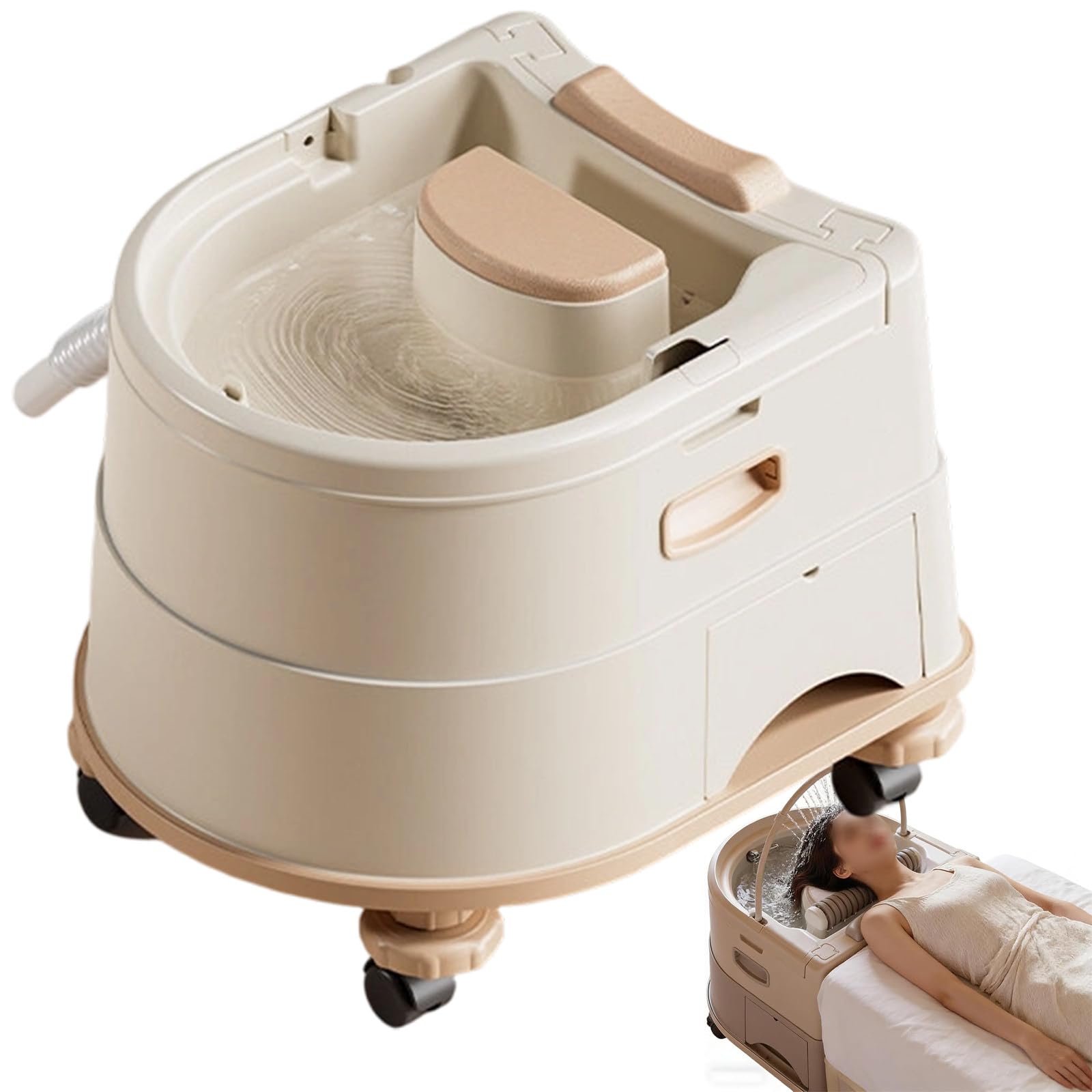 Lavabo portable avec pompe intégrée roulettes réglables et bac spa de la tête