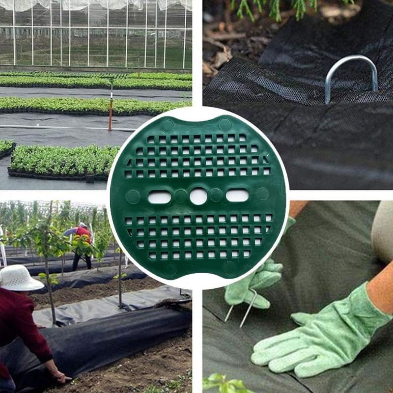 Miniatura 5 de Paquete de 60 juntas de grapas de paisaje, estacas de jardín afiladas en U, arandela de plástico antidesgarros, almohadilla de plástico para