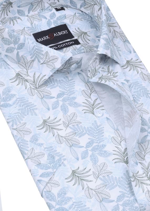 Image of MARK & ALBERT Men's 100% Cotton Printed Half Sleeves Regular Fit Shirt for Men