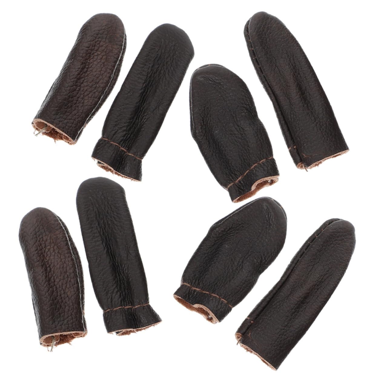 HOMSFOU 20 Sätze Fingerhinderhunger -Fingerabdeckung Quilten Nähen Schutz Stickerei UV Stich Fingergriffe Daumenabdeckungen Handarbeit Fingerhüte Abdeckung Rindsleder Brown