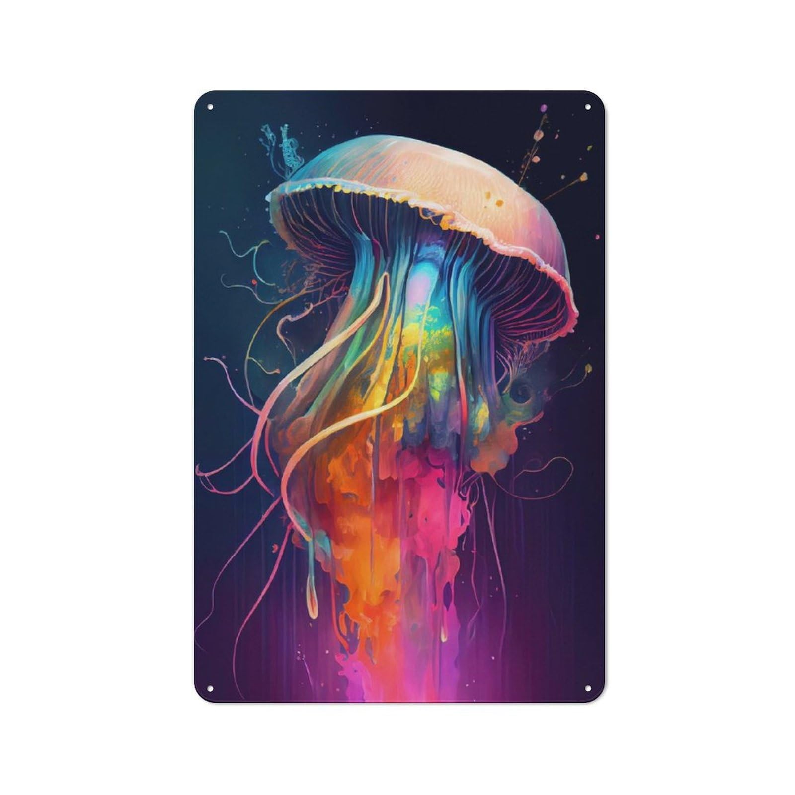 Junmoney The Mysterious Jellyfish 3 Printed Metal Sign 30X20cm For Studio Or Craft Room, A New Home Present For Creative-Space Collectors