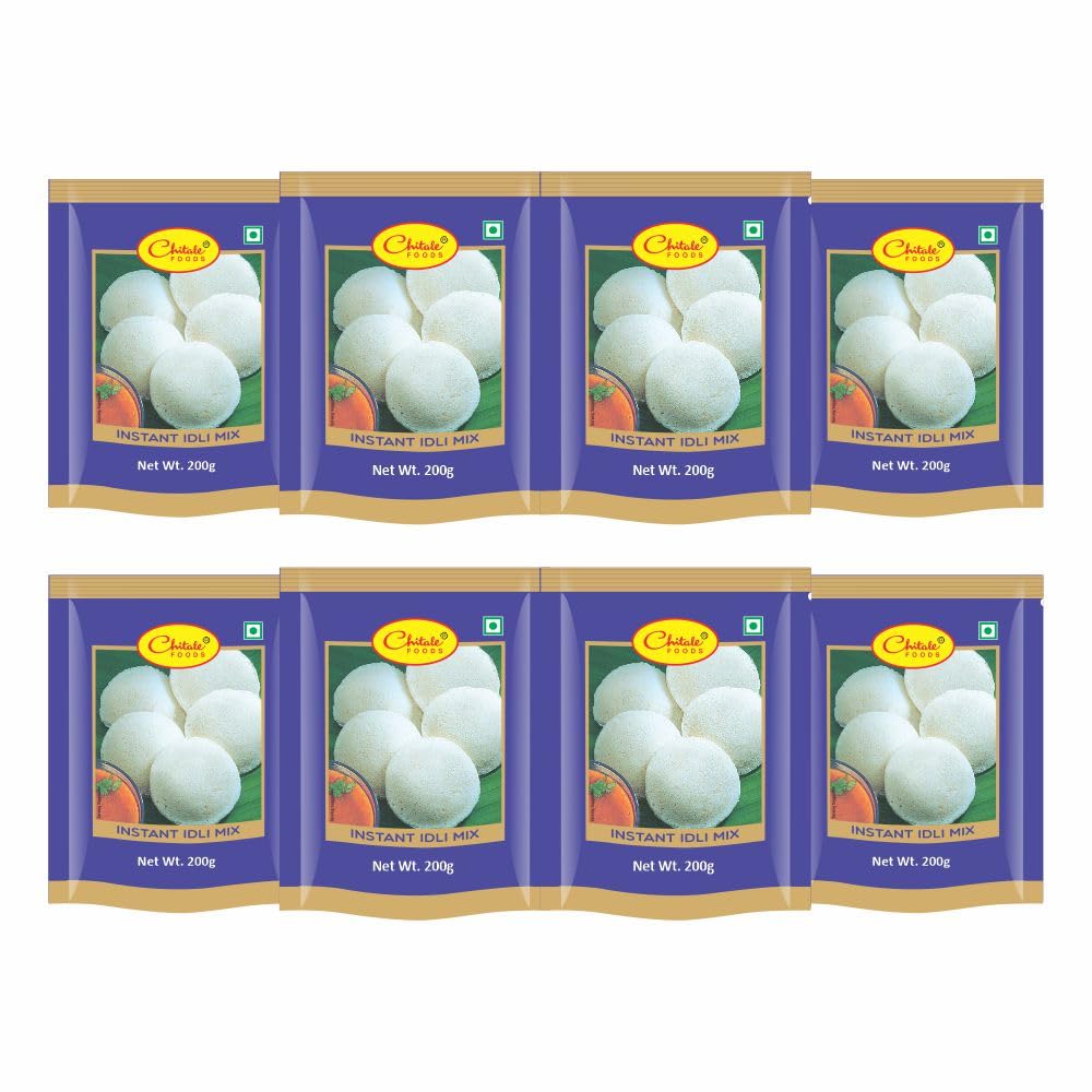 Chitale Dairy Instant Idli Mix | Soft & Fluffy South Indian Breakfast | 200g Each – Pack of 8 | Quick & Easy to Prepare | Authentic Taste | No Preservatives | Vegetarian