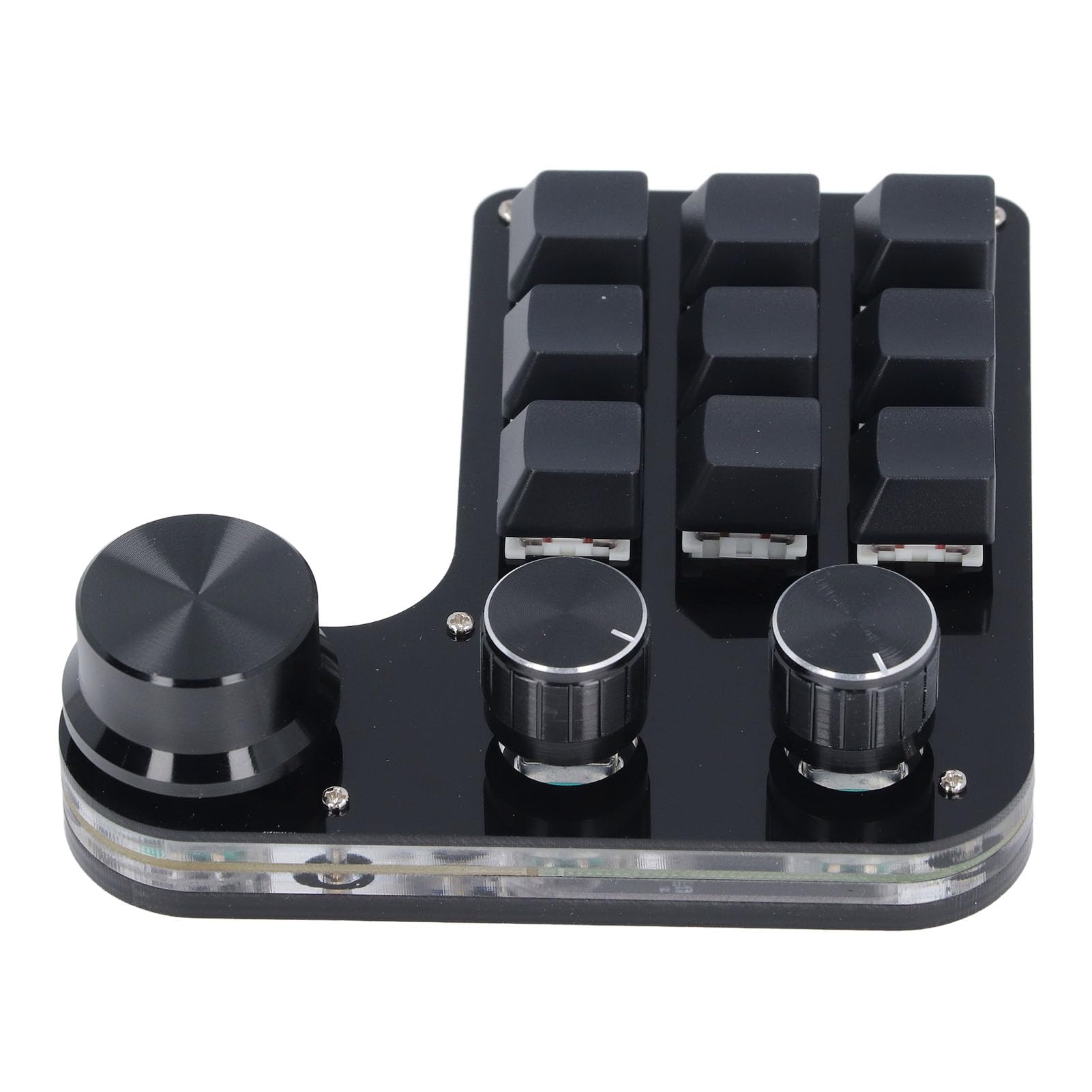 KAKAKE Mechaniczna Klawiatura do Gier USB Mini Macro Programowalna 9 Klawiszy 3 Pokrętła Czerwony Przełącznik RGB LED Wbudowana pamięć Masowa Przewodowa Klawiatura dla Miłośników Muzyki