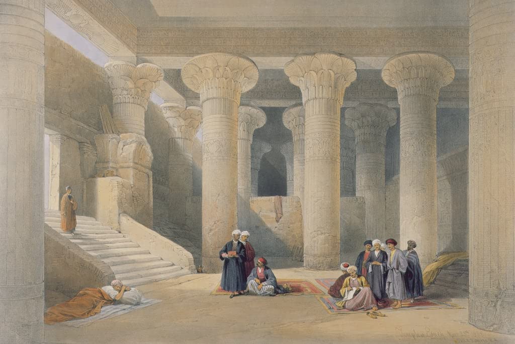 PSVDCTOO Famous Art Pictures Posters and Prints Interior of the Temple At Esna Upper Egypt by David Roberts Classic Pictures for Room Decor 60x90cm