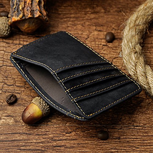 Image of Le'aokuu Genuine Leather Magnet Money Clip Credit Card Case Holder Slim Wallet