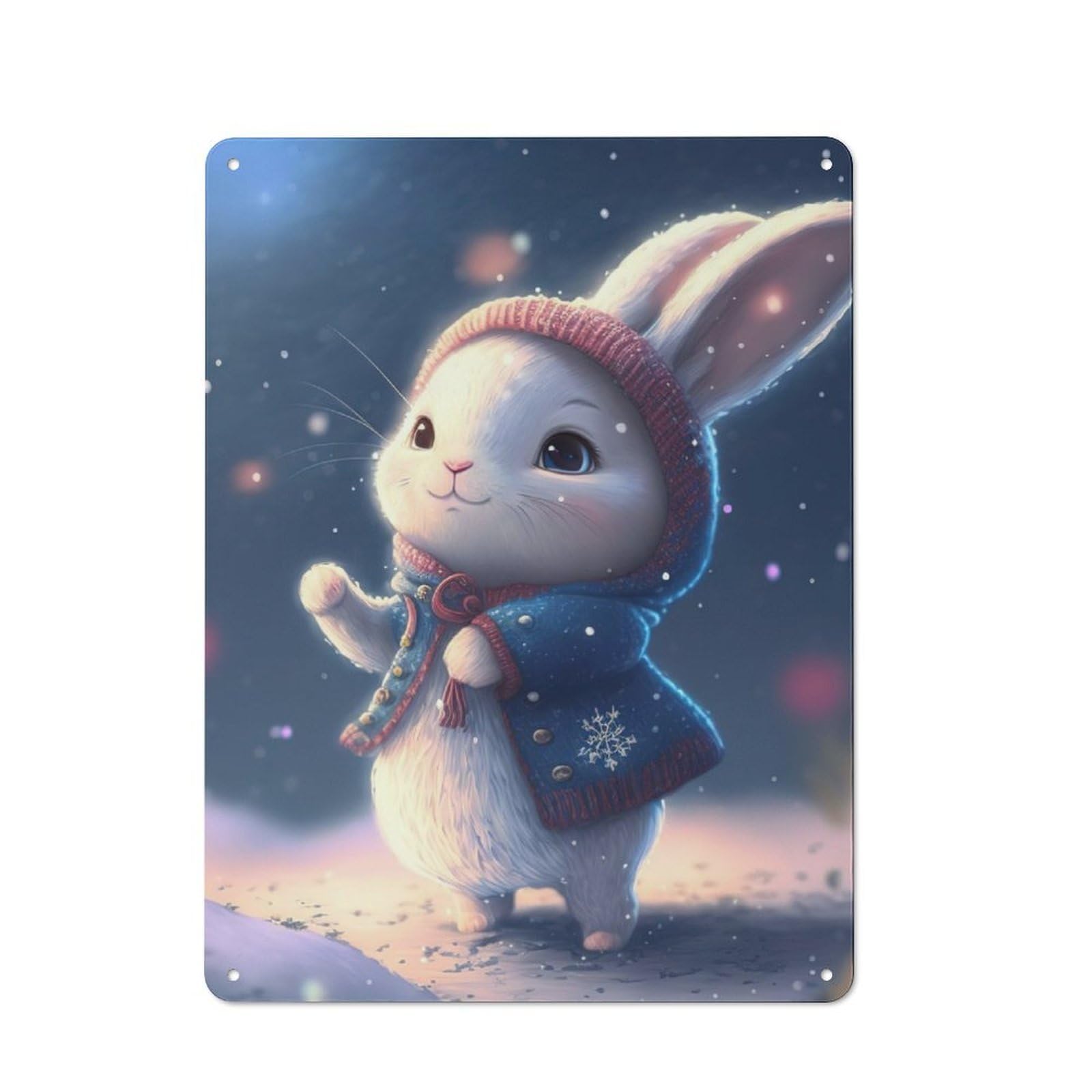Junmoney Rabbit Cute Decorative Metal Plaque With Design 40X30cm, Casual Utility Space Decor For Patio Bar, Workshop, Shed Or Kitchen