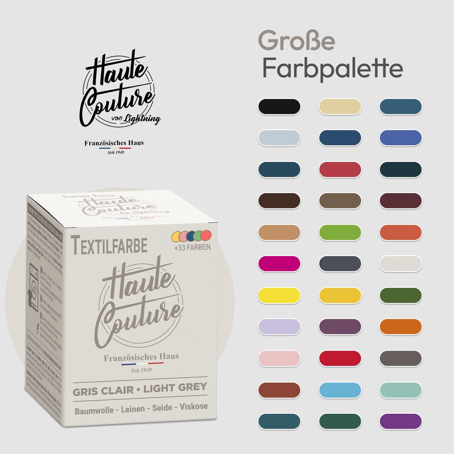 Haute Couture - Textilfarbe All-in-One - LichtGrau - 3x350g