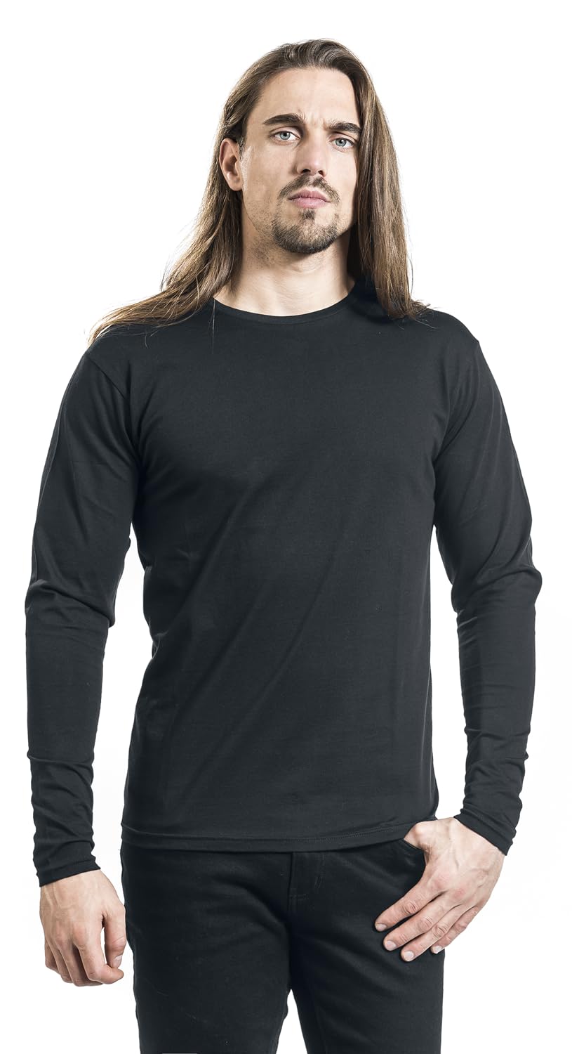 Black Premium by EMP Hombre Pack de Dos Mangas largas Negras