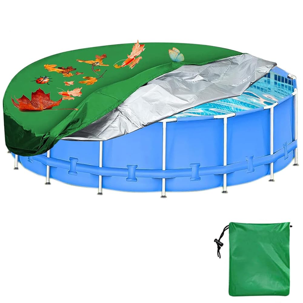 HuaMuDM 120X31CM Runde Poolabdeckung,Poolplane,Pool Abdeckplane,Abdeckung für Hundepool, Abdeckung für Pool, Round Pool Cove,Faltbarer UV Pool Abdeckplane