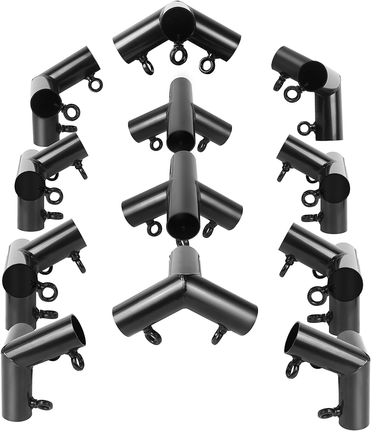 Aoneky 2 Inch Inner Diameter 120-Degree High Peak Canopy Frame Kit, 8 Leg Carport Connector Set, Fits Poles Under 2 Inch OD, Metal Corner Fittings with Eyebolts for Large Shelter