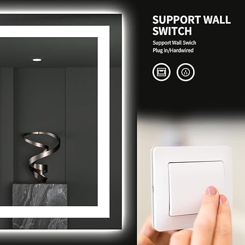 Miniatura 7 de LOAAO Espejo de baño LED de 24 x 30 pulgadas con luces, antiniebla, regulable, retroiluminado + iluminado frontal, espejo de tocador de baño