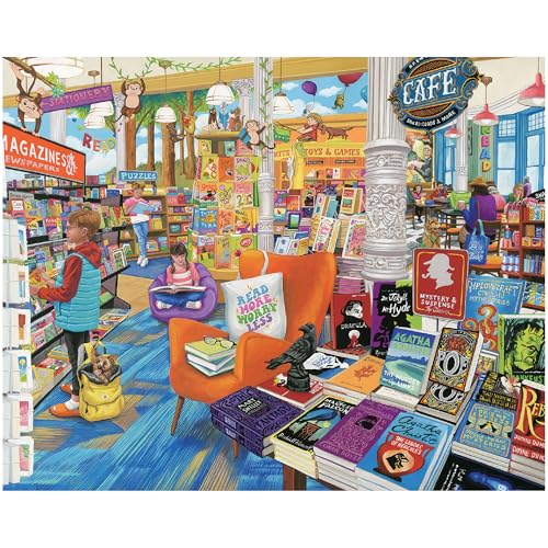 White Mountain Rompecabezas de 1000 Piezas Café Bookstore, Fantasy, 24x30 pulgadas miniatura 1