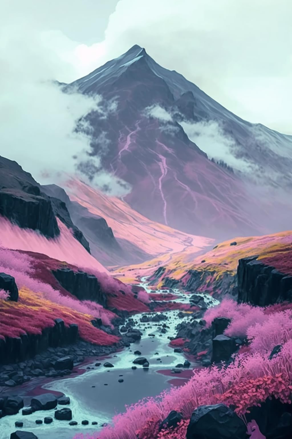 Pink Mountain View Jigsaw Puzzles - Puzzles for Adults 300 Pieces, for Beginners Easy to Put Together, Improve Observation Skills Romantic Landscape Jigsaw Puzzle Gift for Wall Decor Hotel Decor