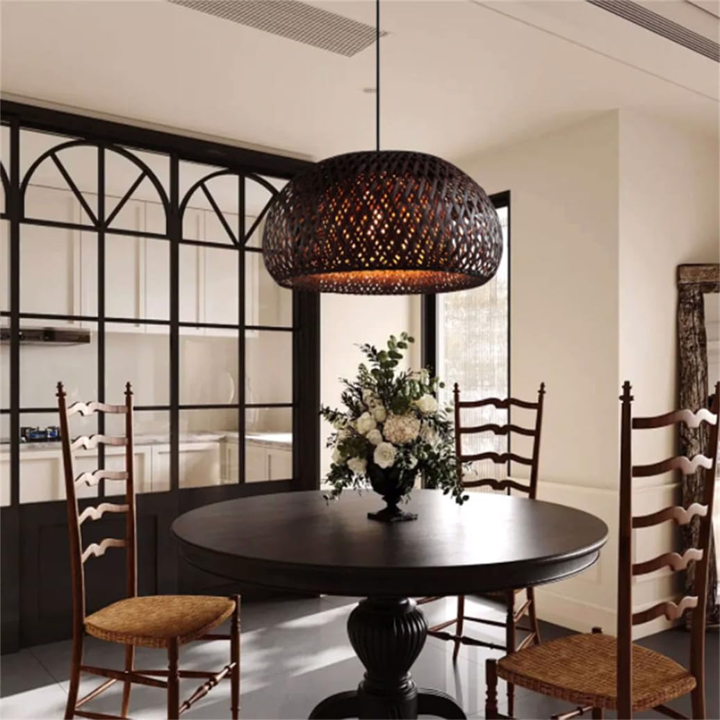 Lampadario Da Soffitto A Due Livelli In Rattan, Stile Middle Century