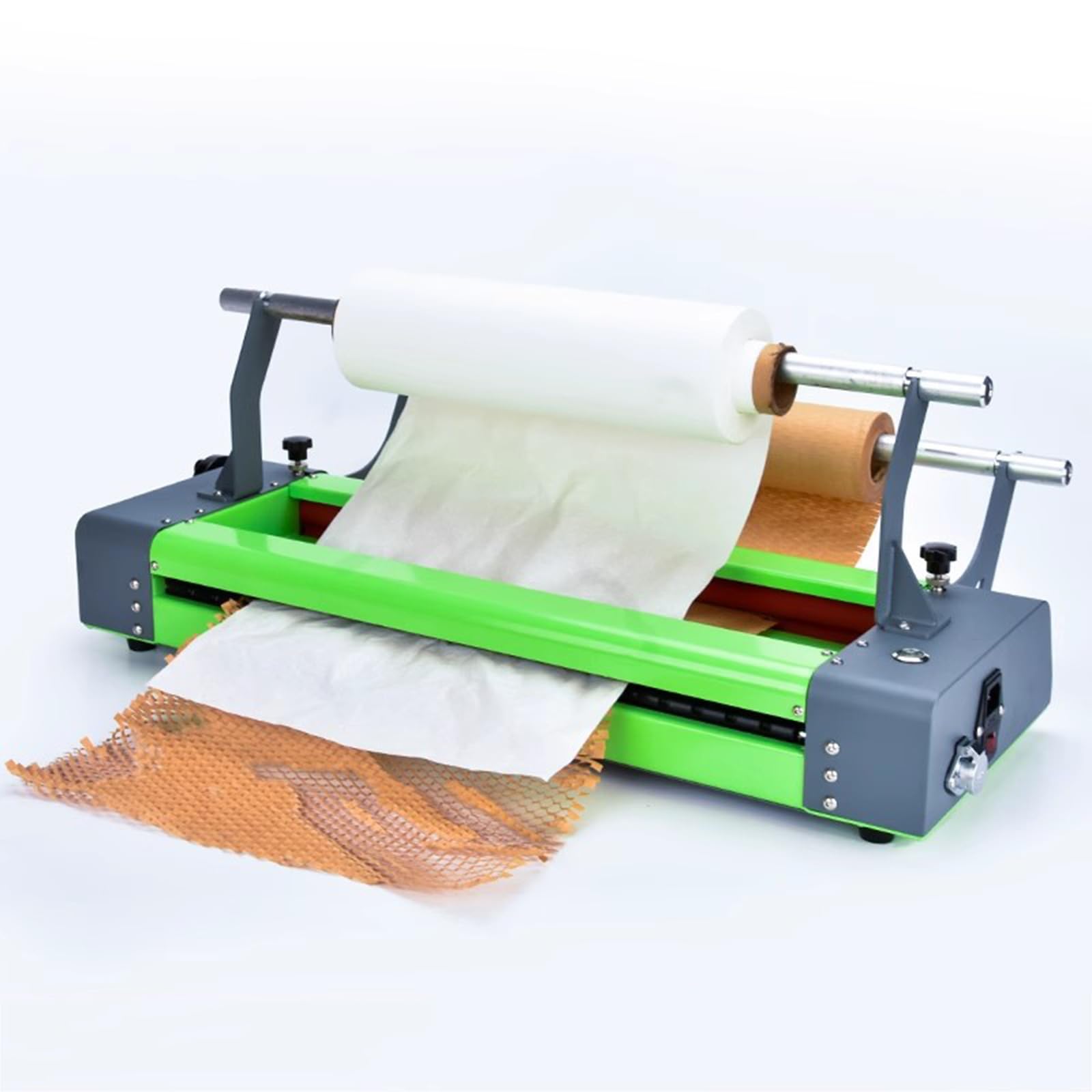 Dispensador eléctrico de papel de embalaje de panal, velocidad de hasta 8 m/min, ancho máximo de 51 cm, expulsión automática de papel para negocios