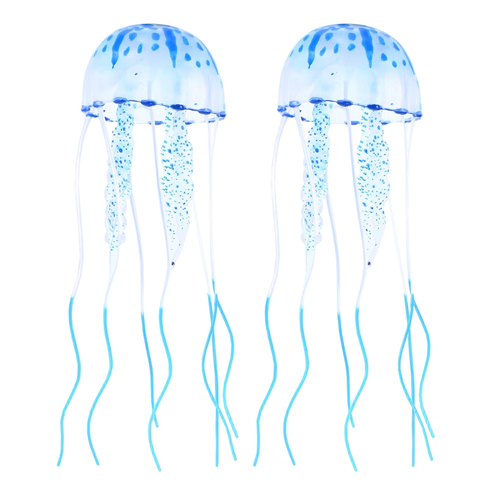 M METERXITY 2-Pack Artificial Jellyfish Aquarium Decor, Silicone Floating Jellyfish Ornament with Sucker for Freshwater/Saltwater Landscaping, Fish Tank Ornament Aquarium [Blue]