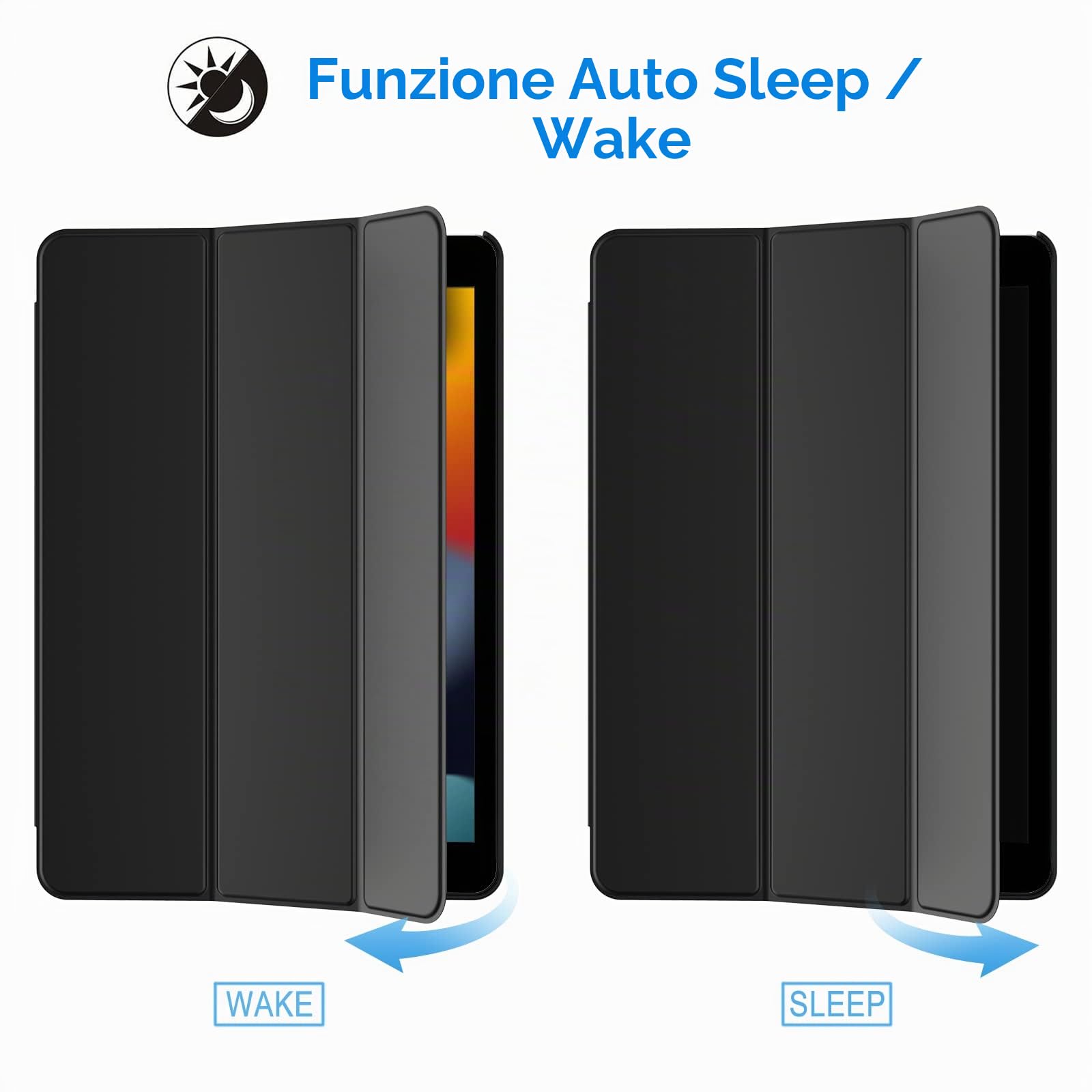 JETech Custodia iPad 10,2 Pollici 2021/2020/2019 9/8/7 Generazione Cover Auto Svegliati/Sonno Nero