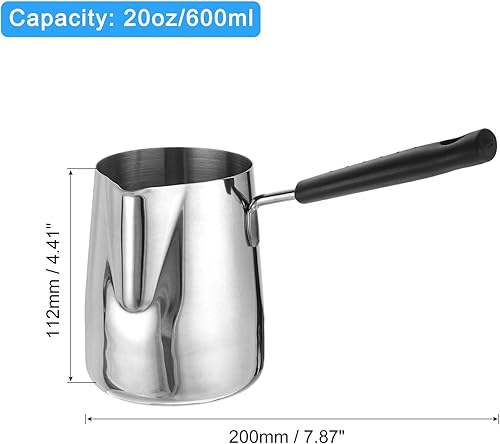 Miniatura 2 de uxcell Cafetera, 20 oz20.3 fl oz, calentador de café de acero inoxidable, calentador de mantequilla, calentador de café, olla de leche derretida con