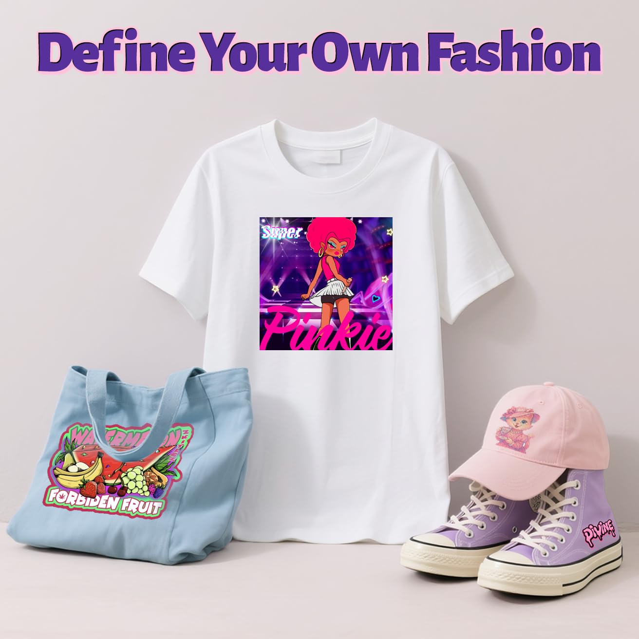 Pinkie No Wärmetransferpapier für weiße T-Shirts, 20 Blatt, 21,6 x 27,9 cm, abnehmbares Vinyl-Aufkleberpapier für helle Stoffe, bedruckbar, kein Wärmeübertragung, Vinyl für Tintenstrahldrucker