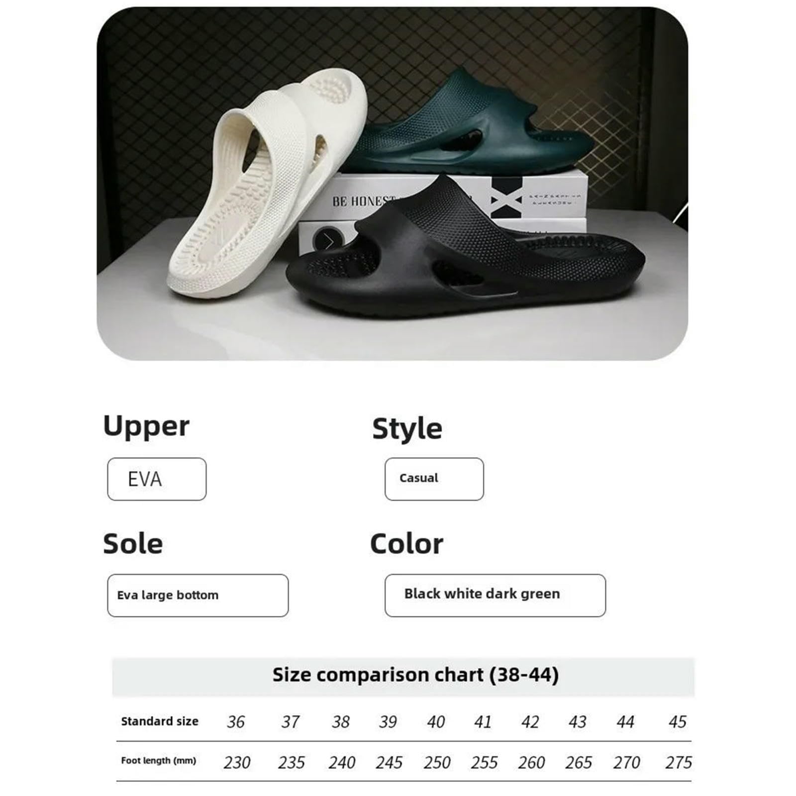 Claquette Hommes Chaussures De Douche Intérieure Pantoufles Pantoufles-noir-38-39 (eu-39 5) Longueur du Pied 9,84 "