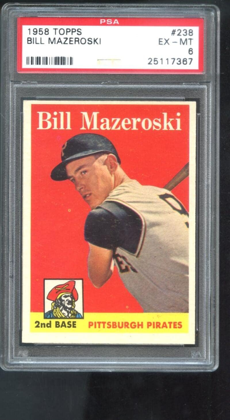 1958 Topps #238 Bill Mazeroski PSA 6 Graded Baseball Card Pittsburgh Pirates
