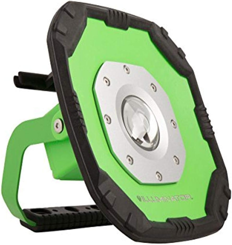 Illuminator 2,000-Lumen Rechargeable LED Work Light, Two Brightness Settings, Impact Resistant Lens, Indoor/Outdoor Use, Built-in Cord Minder, Handle, and Kickstand