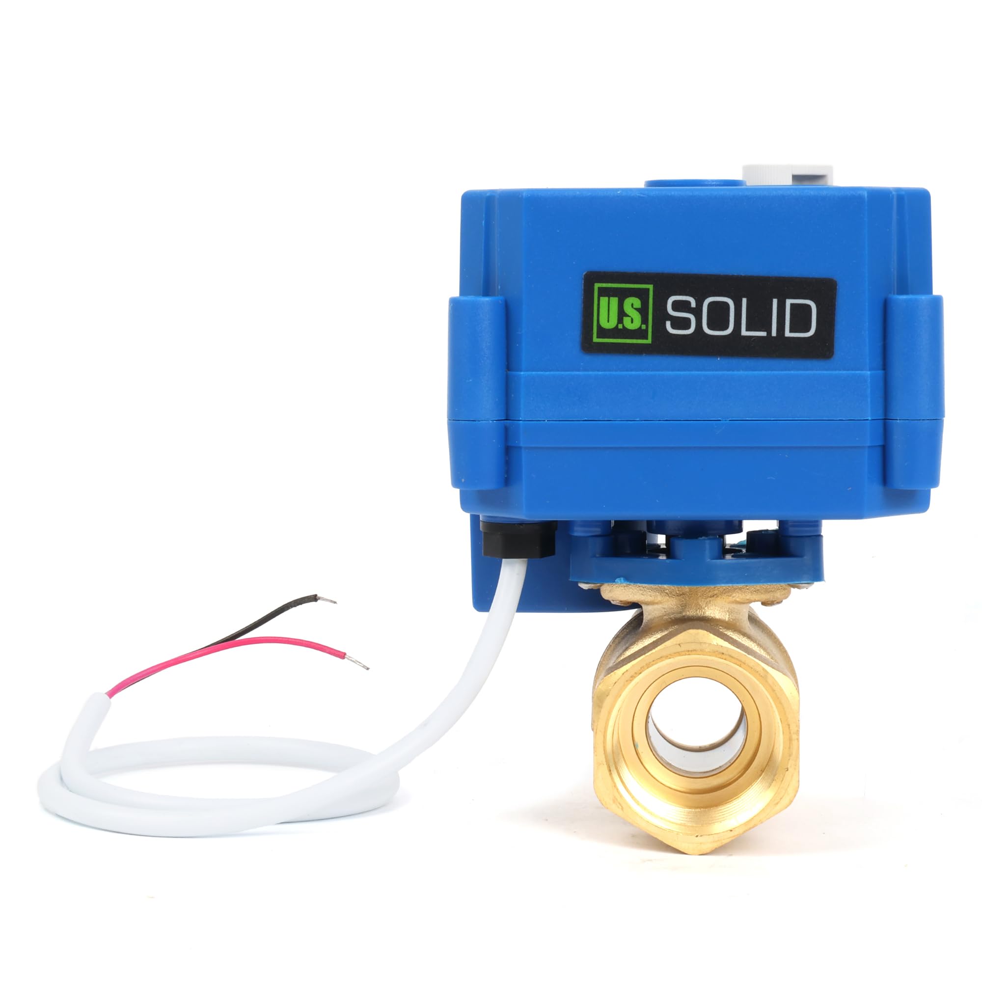 U.S. Solid Valvola a sfera motorizzata in ottone 3/4" - 9-24 V AC/DC, ritorno automatico 2 fili, comando manuale, normalmente aperta, porta completa