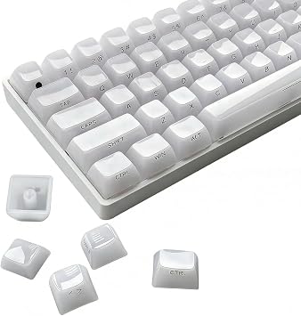 Ceramic keycaps, Side Printed White jelly keycaps ,MDA Profile keycaps Translucent Style,Suitable for Cherry MX,Outemu,Gateron,Kailh Switches Mechanical Keyboards Ceramic