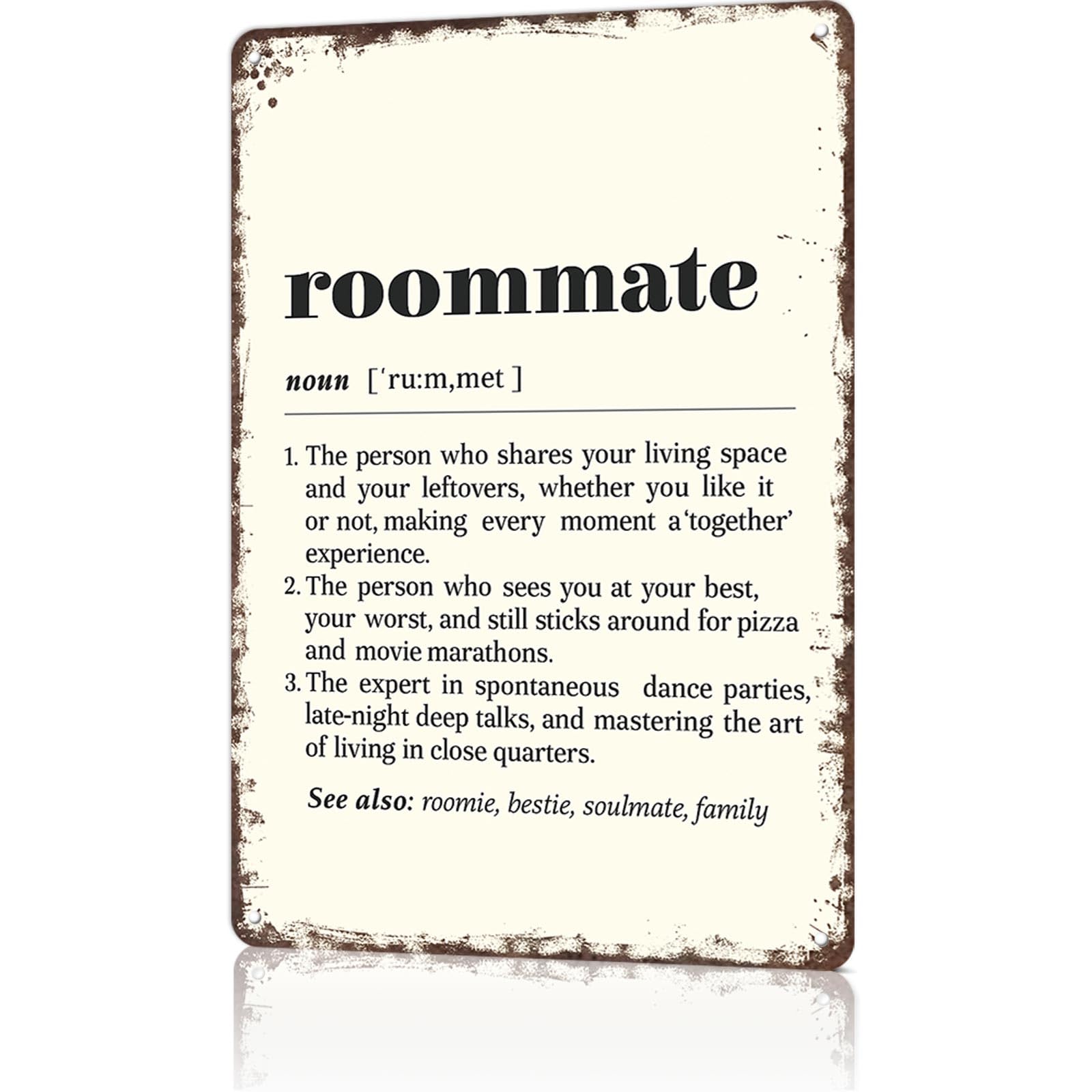 KWQDOZF Funny Metal Signs Poster 8x12inch Roommate Aluminum Sign Wall Art For Home Room Bedroom Office Decor