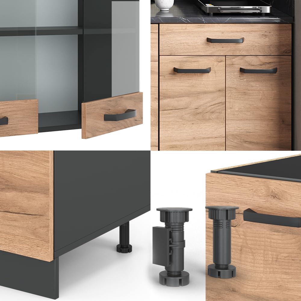 Vicco Сocina versátil R-Line, Roble Dorado, 140 cm sin encimera, Apto para ampliación Flexible con módulos adicionales