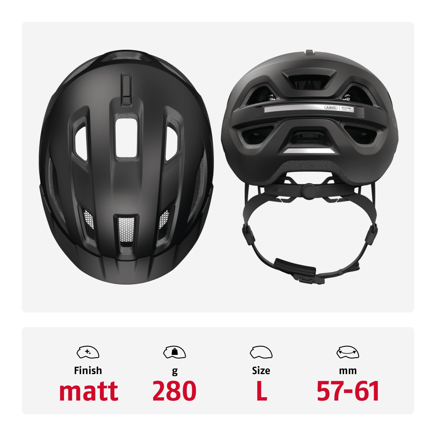 ABUS Stadthelm Urban-I 4.0 LR Fahrradhelm mit Zopf-Öffnung, Schirm, magnetischem Verschluss, Light Ready