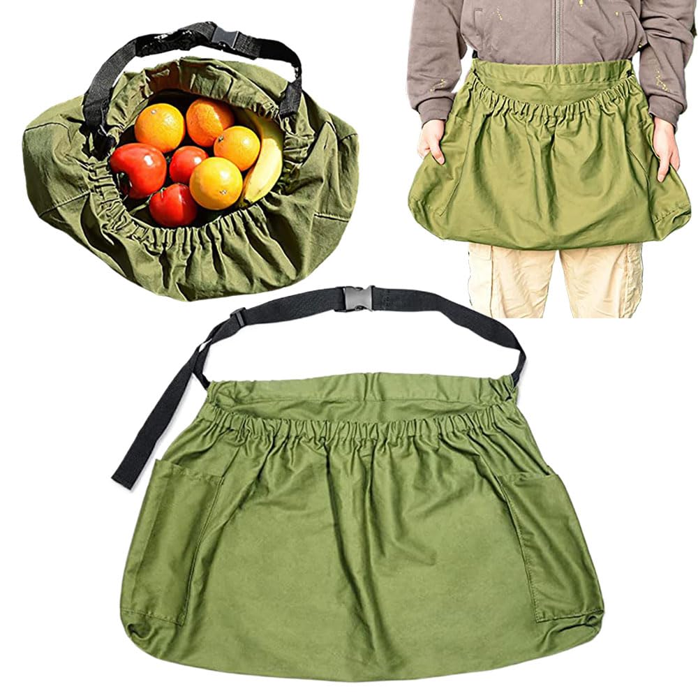 Oaygat Garden Apron Waist Apron Gardening Half Apron Canvas Gardening Apron Wear-Resistant Garden Tools Belt Garden Harvest Apron Picking Apron Weeding Waist Belt Pouch Kitchen Apron for Men and Women