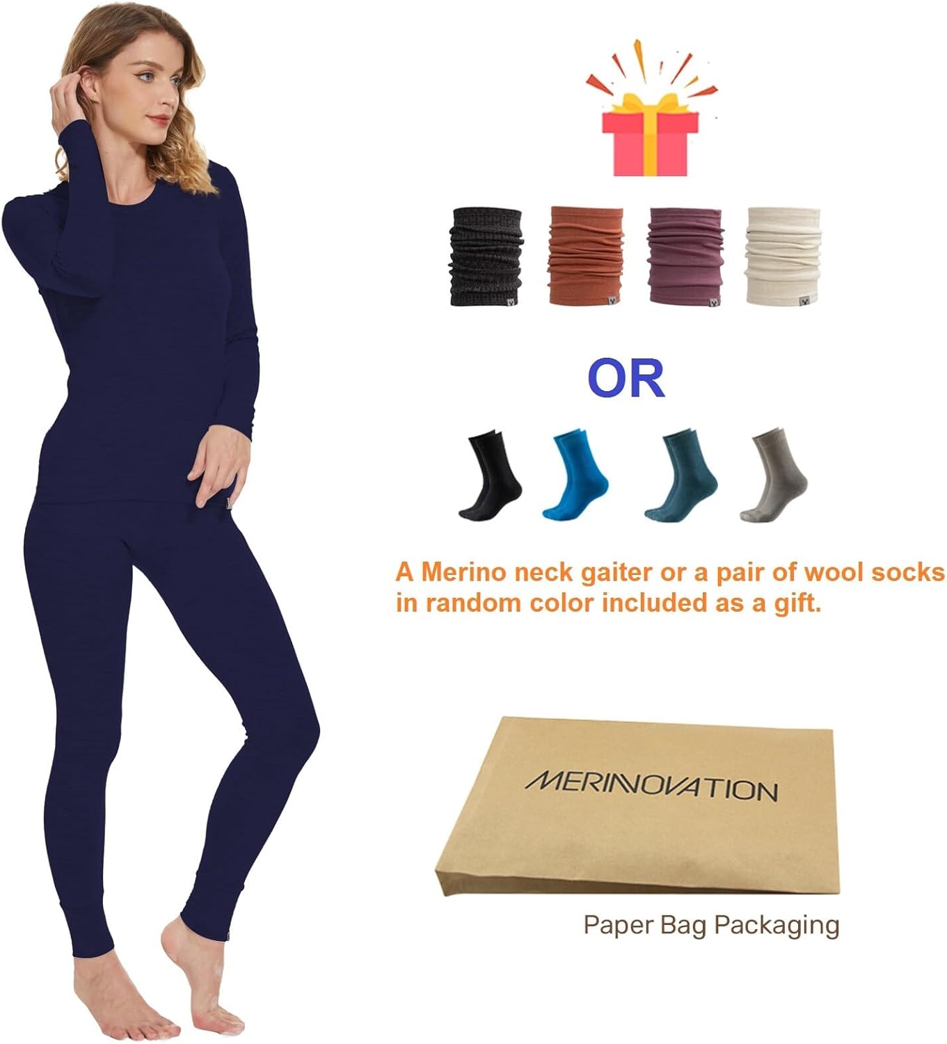 MERINNOVATION Merino Wool Base Layer Set for Women 100% Merino Wool Thermal Underwear Sets Lite - Midweight Top, Bottom - Image 3