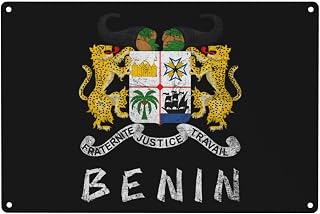 Retro Beninese Coat Of Arms Benin Vintage Metal Tin Sign 12x8 In – Wall Art for Home, Bar, Man Cave – Easy to Hang73