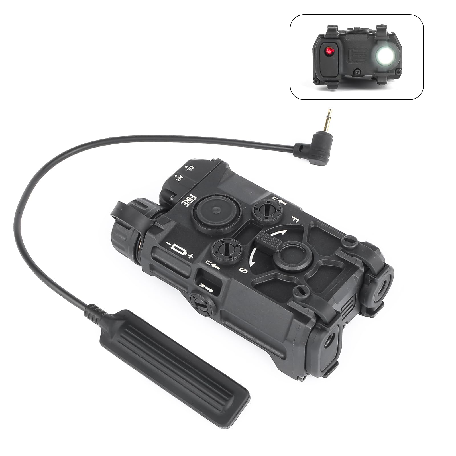 NECARL Tactical Airsoft Aiming Laser Sight, 4 Modes with Red Laser, Red Laser+White Light, Constant/Strobe White Light, Fit for 20mm Picatinny Rail AEG GBB CQB