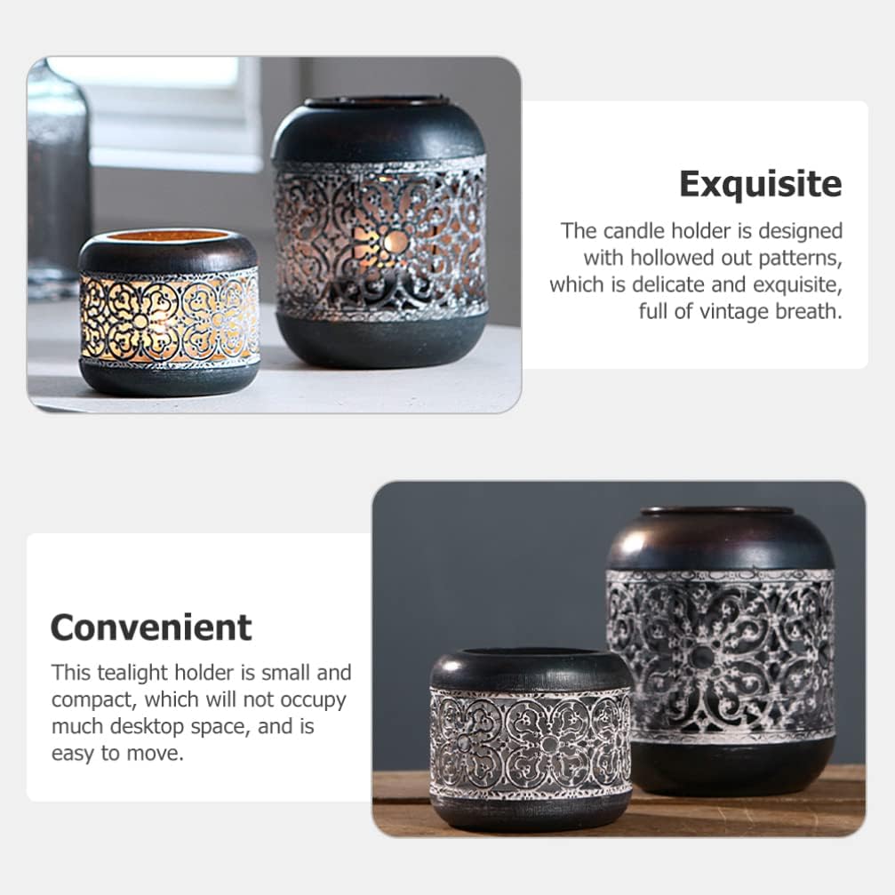 Hollow Candle Holder Vintage Metal Tealight Holder Rustic Hollow Candle Cup Decorative Hurricane Candle Holder Table Decor for Christmas Wedding Holiday Party : Home & Kitchen