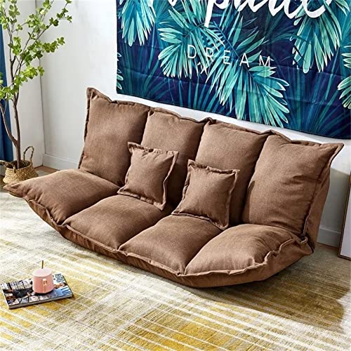Tatami Lazy Lounge Sofá, cama de sofá doble plegable, cama de sofá perezoso, silla de asiento para dormir de múltiples posiciones con 2 almohadas, sala de estar de la oficina en el hogar, café