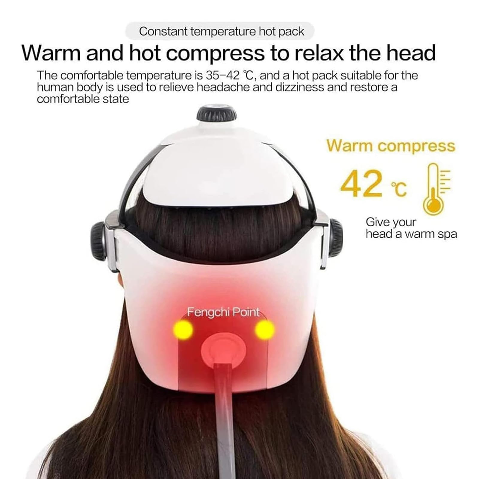 Elektrisches Kopfmassagegerät mit Wärme, Vibration, Luftdruck und Musik für Migräne-Linderung und Stressabbau