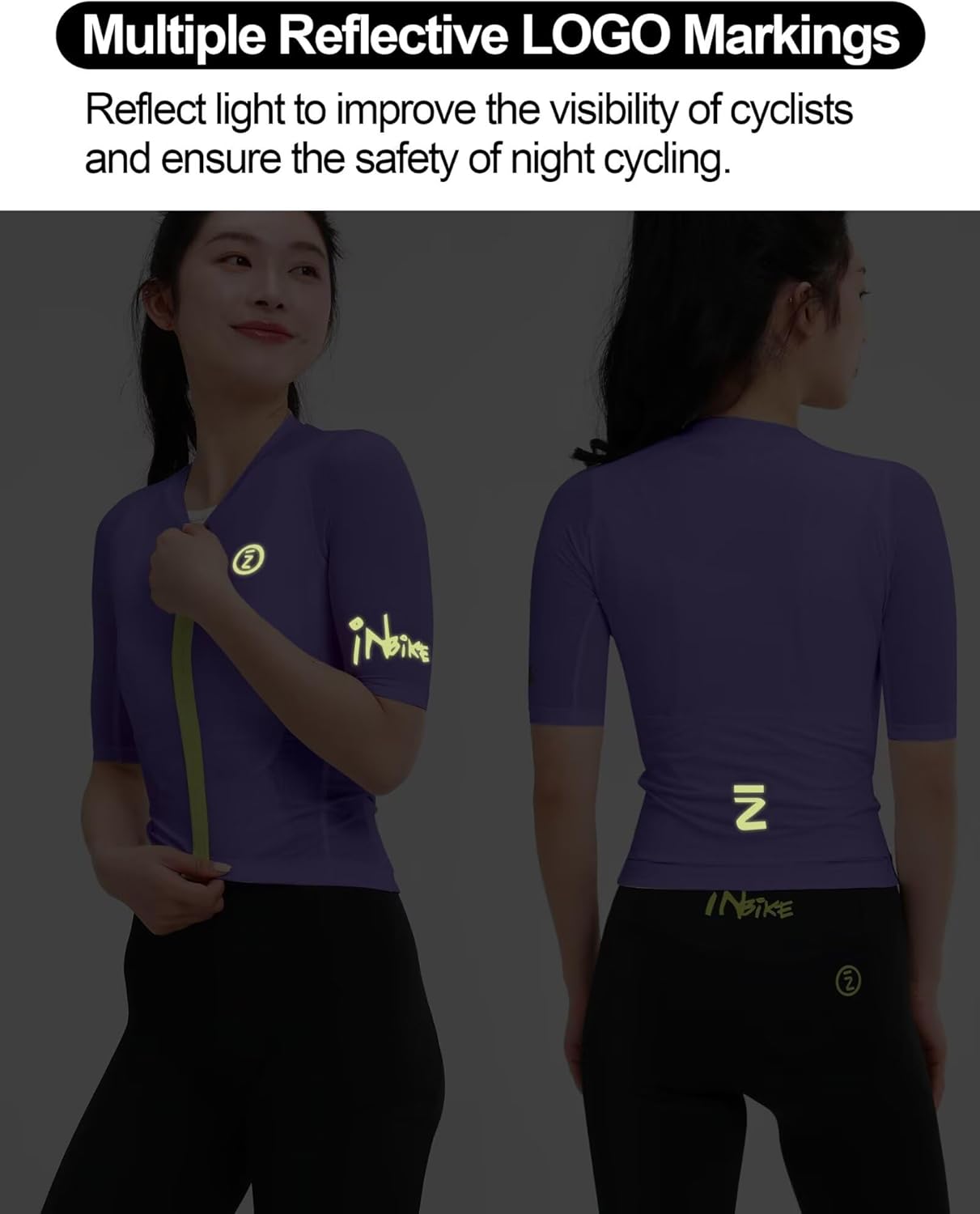 INBIKE Women's Cycling Jersey, Full Zipper Bike Shirts Breathable Biking Tops Breathable Cycle Jerseys with 3 Pockets - Image 6