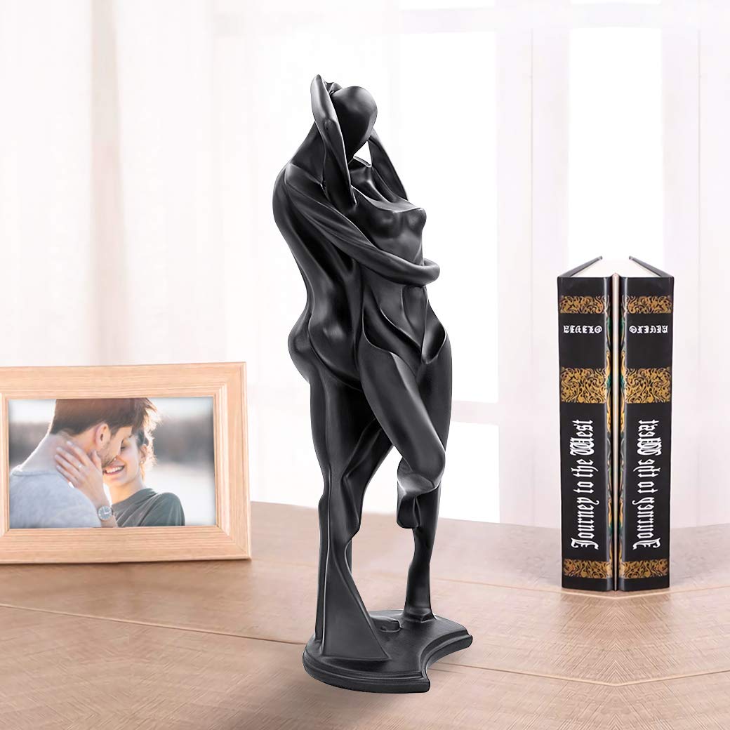Dreamseden Scultura artistica romantica di coppia danzante, statua di anniversario di matrimonio, ornamento astratto ornamento statuetta decorazione per casa e ufficio (abbraccio appassionato e bacio)