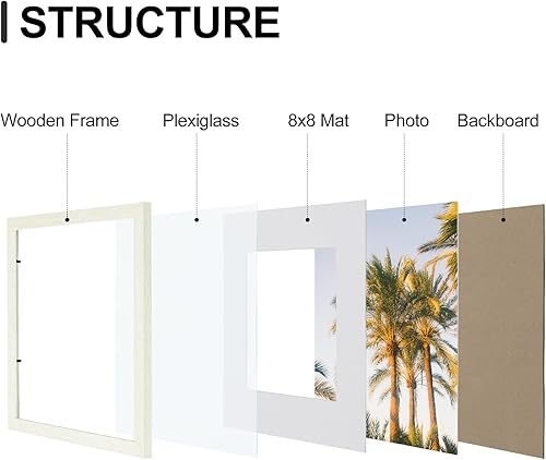 Vista 953 de Vittanly - Juego de 9 portarretratos, plexiglás resistente a rupturas, exhibe fotos de 12 x 12 pulgadas o, con paspartú, de 8 x 8 pulgadas, marcos