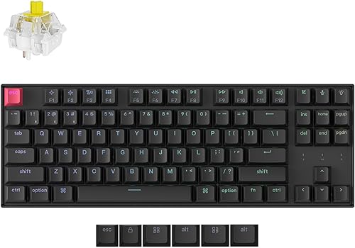 Keychron Teclado mecánico inalámbrico RGB K8 V2, programable QMKVIA, interruptores Super Banana intercambiables en caliente, teclas TKL PBT de 87