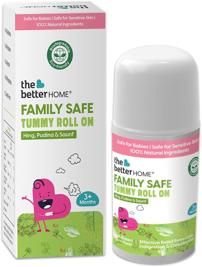 The Better Home Tummy Roll On for Baby Colic Relief and Digestion 100ml | 100% Natural | Benefits of Hing, Pudina & Saunf | For Kids & New Born Babies
