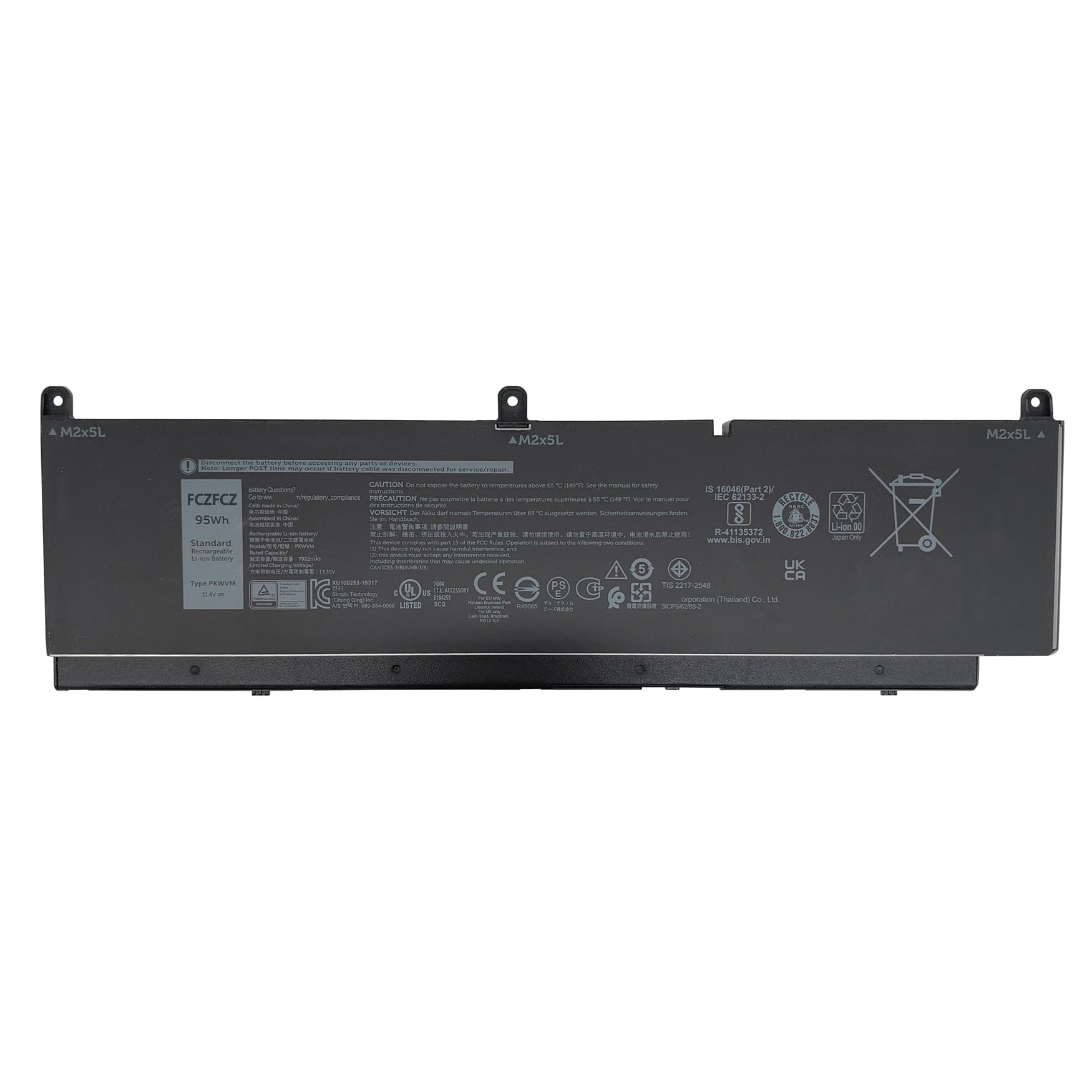 FCZFCZ PKWVM Battery Replacement for Dell Precision 7550 7560